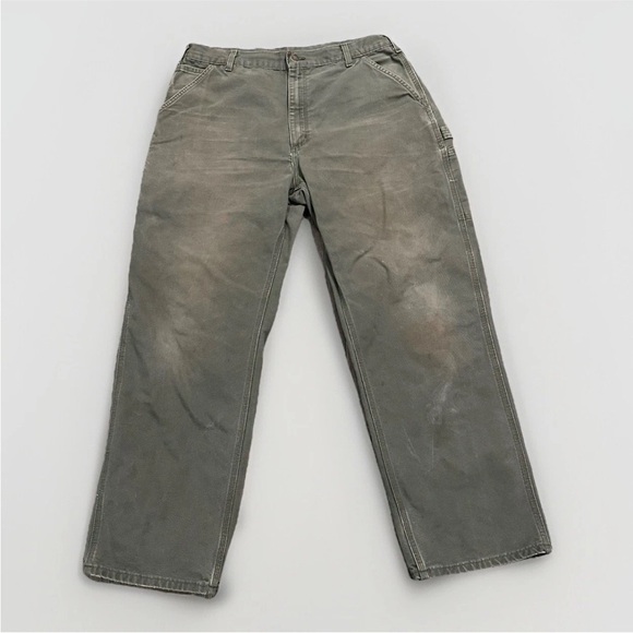 Vtg CARHARTT Men's Canvas Carpenter Dungaree Pants 38 x 32 Well Worn Y2K Rugged - Picture 1 of 9